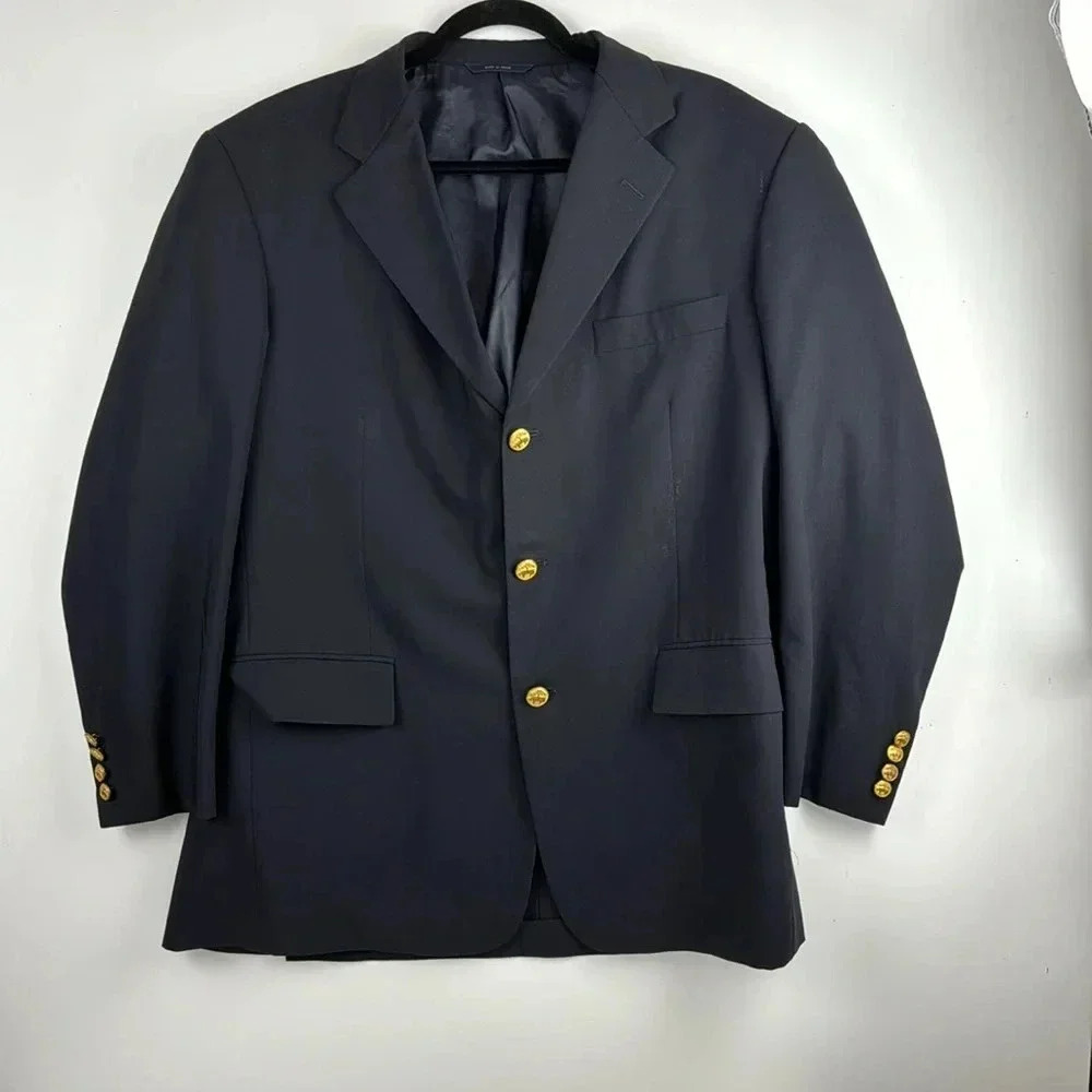 Brooks Brothers Brookscool Gold Button Unstructured Blazer Wool Dual Vents EUC